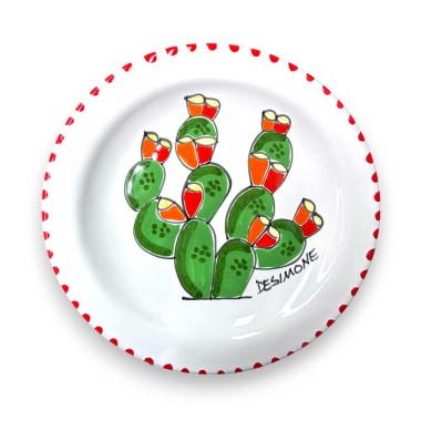 Sicilian handmade Round Plate Prickly Pear PTFC de simone pottery Sicilian handmade Round Plate Prickly Pear PTFC de simone pottery
